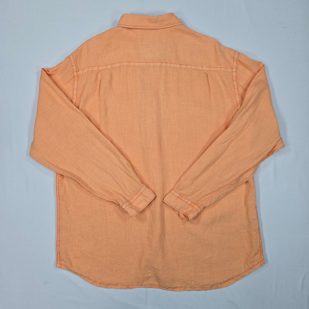 Tommy Bahama Men Linen Orange Button Shirt XL Relax Fit Sunwashed Coastal Casual - Picture 3 of 15